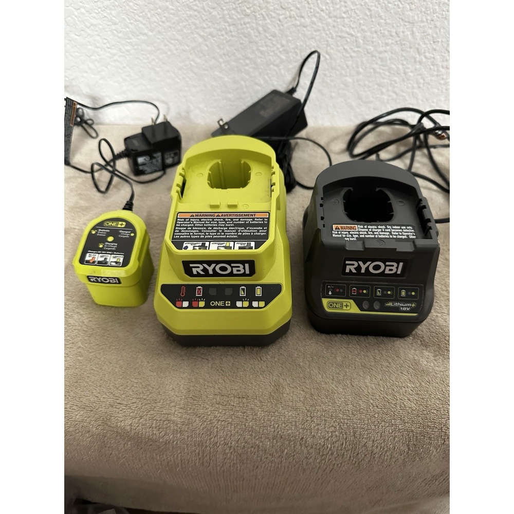(LOT OF 3) Ryobi Battery‎ Charger Kit - Chargers Only Working P119 PCG002 P118B